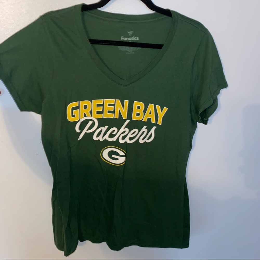 Fanatics Green Bay Packers Green Gold Fitted V-Neck T-Shirt